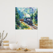 Scenic Landscape with Train Poster (Keuken)