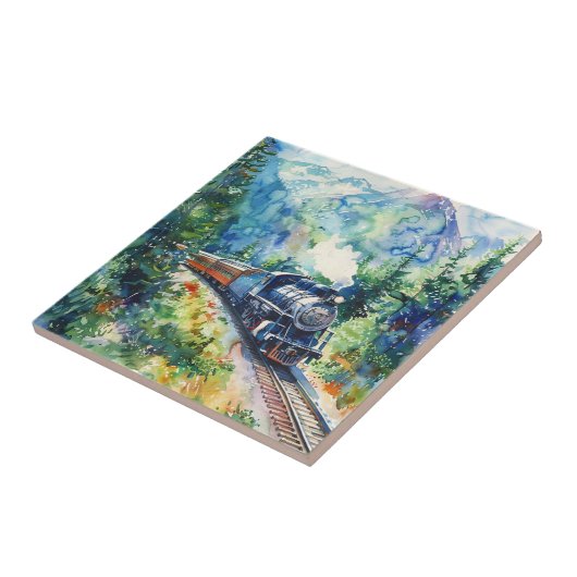 Scenic Landscape with Train Tegeltje (Zijkant)