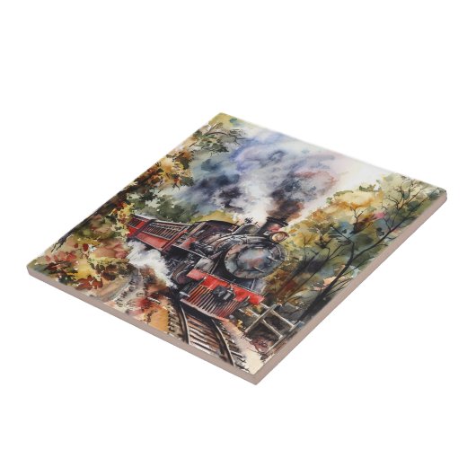 Scenic Landscape with Train Tegeltje (Zijkant)