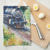 Scenic Landscape with Train Theedoek (Quarter Fold)