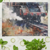 Scenic Landscape with Train Theedoek (Gevouwen)