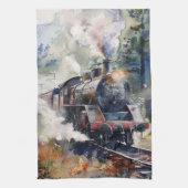 Scenic Landscape with Train Theedoek (Verticaal)