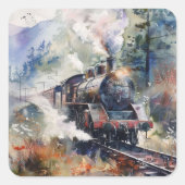 Scenic Landscape with Train Vierkante Sticker (Voorkant)
