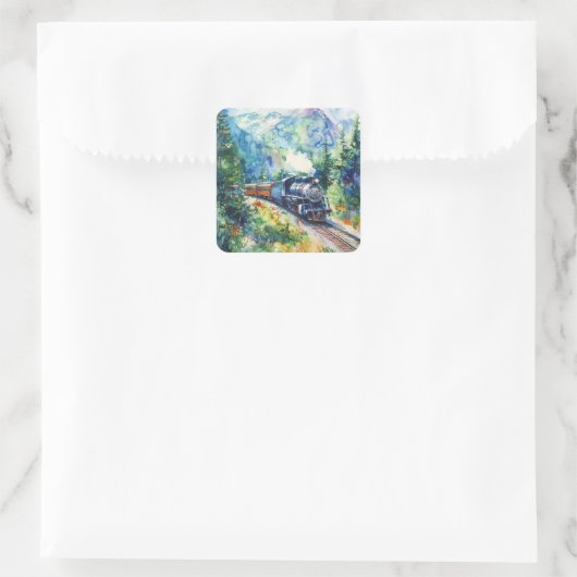 Scenic Landscape with Train Vierkante Sticker (Tas)