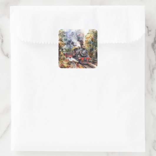 Scenic Landscape with Train Vierkante Sticker (Tas)