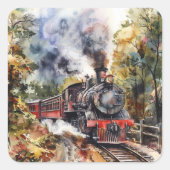 Scenic Landscape with Train Vierkante Sticker (Voorkant)