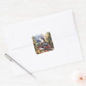 Scenic Landscape with Train Vierkante Sticker (Envelop)