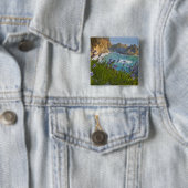 Scenic McWay Falls stort naar het strand en Vierkante Button 5,1 Cm (In situ)