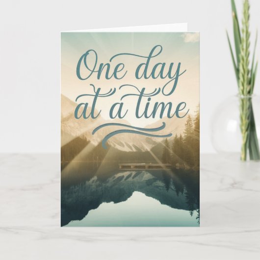 Scenic Mountain Lake "One Day at a Time" card Kaart (Voorkant)
