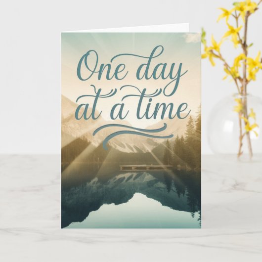 Scenic Mountain Lake "One Day at a Time" card Kaart (Gele Bloem)