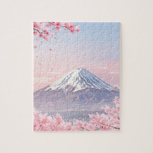 Scenic Puzzle of Mount Fuji and Cherry Blossoms Legpuzzel (Verticaal)