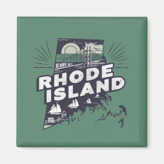 Scenic Rhode Island Retro Silhouette  Magneet