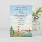 Scenic San Francisco Destination QR Code Wedding Kaart (Staand voorkant)
