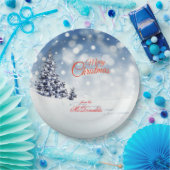 Scenic Snow and Christmas trees Personalize Papieren Bordje (Feest)