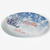 Scenic Snow and Christmas trees Personalize Papieren Bordje (Gekanteld)
