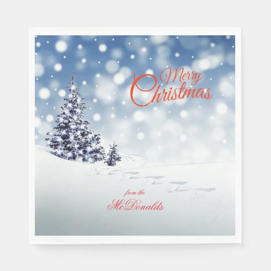 Scenic Snow and Christmas trees - Personalize Servet (Voorkant)