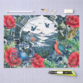 Scenic Tropical Florals Parrot & Butterflies Tissuepapier (Craft)