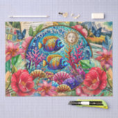 Scenic Tropical Stained Glass Fish Decoupage Tissuepapier (Craft)