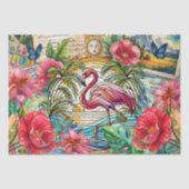 Scenic Tropical Stained Glass Flamingo Decoupage Tissuepapier (Voorkant)