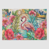 Scenic Tropical Stained Glass Flamingo Decoupage Tissuepapier (Voorkant)