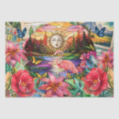 Scenic Tropical Stained Glass Flamingo Decoupage Tissuepapier (Voorkant)