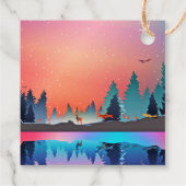 Scenic Winter Lake with Deer Christmas Bedankjes Labels (Achterkant)