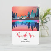 Scenic Winter Lake with Deer Christmas Bedankkaart (Staand voorkant)