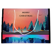 Scenic Winter Lake with Deer Christmas Groot Cadeauzakje (Voorkant)