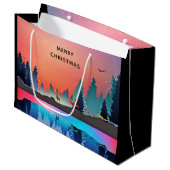 Scenic Winter Lake with Deer Christmas Groot Cadeauzakje (Voorkant Gekanteld)