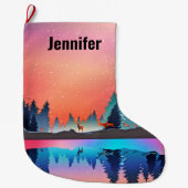 Scenic Winter Lake with Deer Christmas Grote Kerstsok (Voorkant)