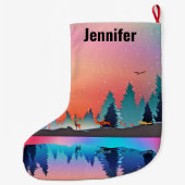 Scenic Winter Lake with Deer Christmas Grote Kerstsok (Achterkant)