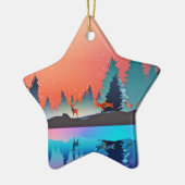 Scenic Winter Lake with Deer Christmas Keramisch Ornament (Links)