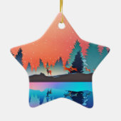 Scenic Winter Lake with Deer Christmas Keramisch Ornament (Achterkant)
