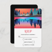 Scenic Winter Lake with Deer Christmas RSVP Kaartje (Voorkant / Achterkant)