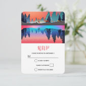 Scenic Winter Lake with Deer Christmas RSVP Kaartje (Staand voorkant)