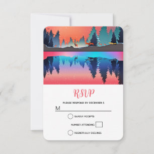 Scenic Winter Lake with Deer Christmas RSVP Kaartje