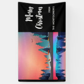 Scenic Winter Lake with Deer Christmas Spandoek (Verticaal)