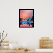 Scenic Winter Lake with Deer Poster (Keuken)