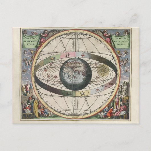 Scenografie van de Ptolemeïsche cosmografie  sterr Briefkaart (Voorkant)