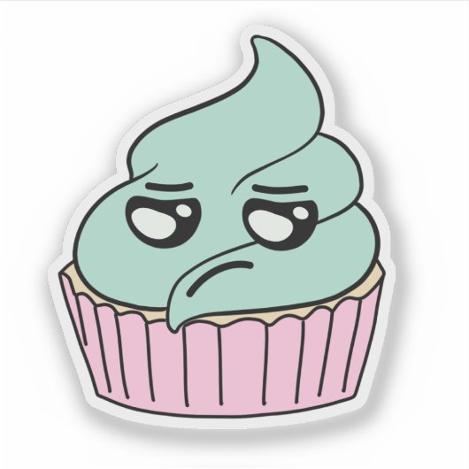 Sceptische Mint Cupcake Sticker (Voorkant)
