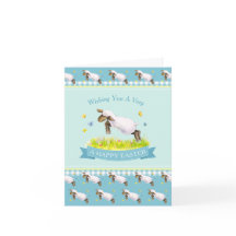 Schaafje gelukkig Pasen blauw