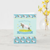 Schaafje gelukkig Pasen blauw Kaart (Gele Bloem)