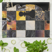 Schaak Abstracte kunst - Gemengde texturen Theedoek (Gevouwen)