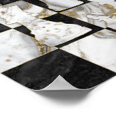 Schaak Abstracte kunst - Zwarte marmer en Parelple Poster (Hoek)