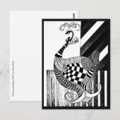 Schaak en boog DAG pauw inkt illustratie Briefkaart (Voorkant / Achterkant)