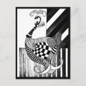 Schaak en boog DAG pauw inkt illustratie Briefkaart (Voorkant)