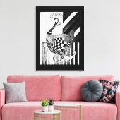 Schaak en boog DAG pauw inkt illustratie Canvas Afdruk (Insitu (Woonkamer))