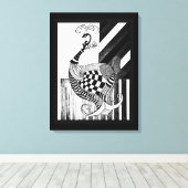Schaak en boog DAG pauw inkt illustratie Canvas Afdruk (Insitu (Houten vloer))