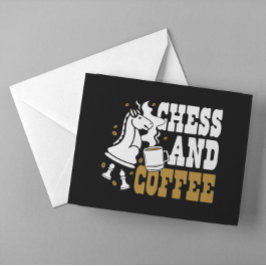 Schaak- en koffieliefhebber paard kunst briefkaart