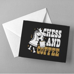 Schaak- en koffieliefhebber paard kunst briefkaart